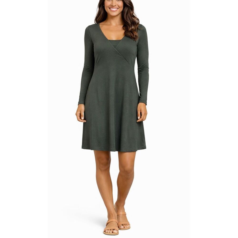 Horny Toad green vneck long sleeve dress M